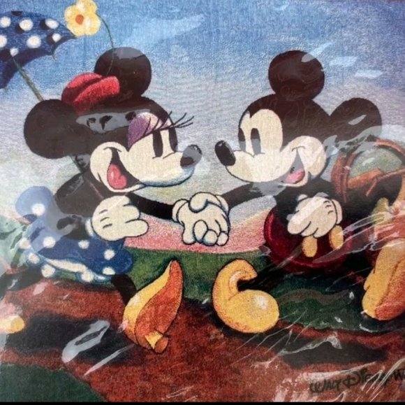 Walt Disney World Woven Tapestry Throw Blanket 60 x 50 Mickey & Minnie - Picture 3 of 3